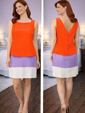 GUCCI Mini Silk Dress Colorblock Dark Orange Purple White Dress $1100